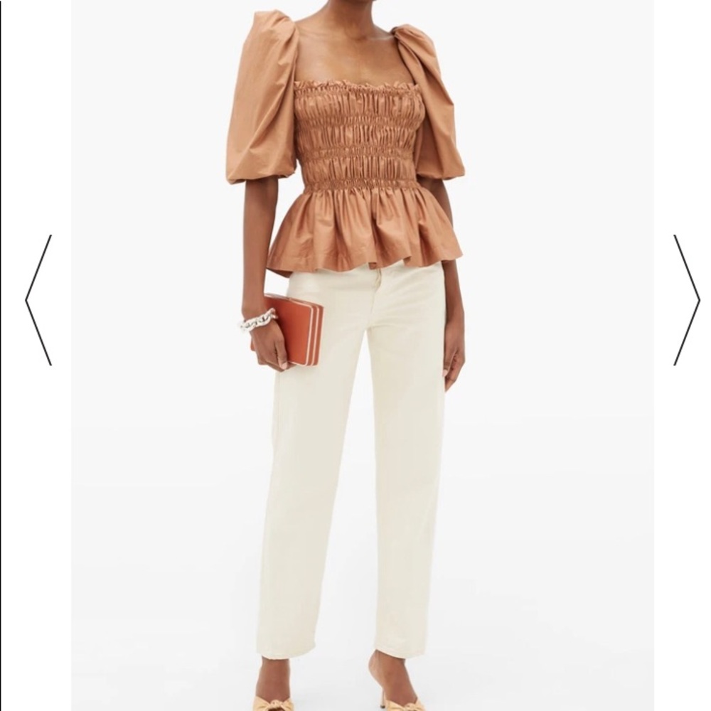 Johanna Ortiz peplum puffy sleeves top rose 2 🔥
